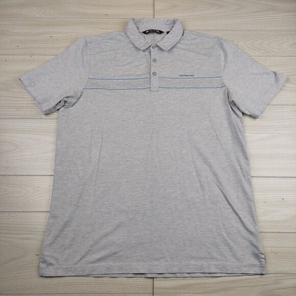 Travis Mathew Polo Shirt Mens XL Gray Color Block Casual Golf Preppy Activewear - Picture 1 of 8
